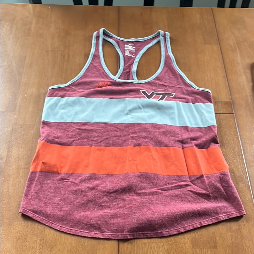 Nike Women's Striped Tank Top - Maroon and Orange